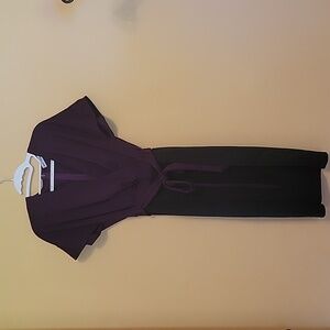 Women's purple and black dress with tie